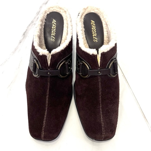 AEROSOLES Women's Dark Brown Heeled Mules 9M - Picture 2 of 6